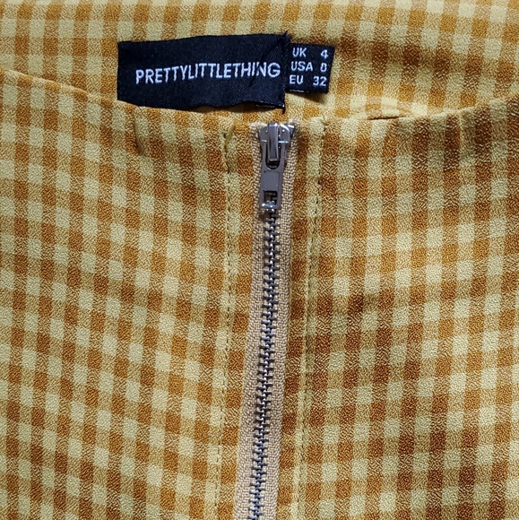 PLT Yellow Check Wide Leg Pants - Picture 2 of 8